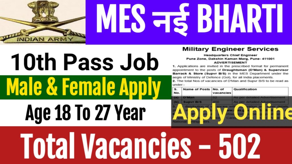 Military Engineering Service (MES) Recruitment 2021